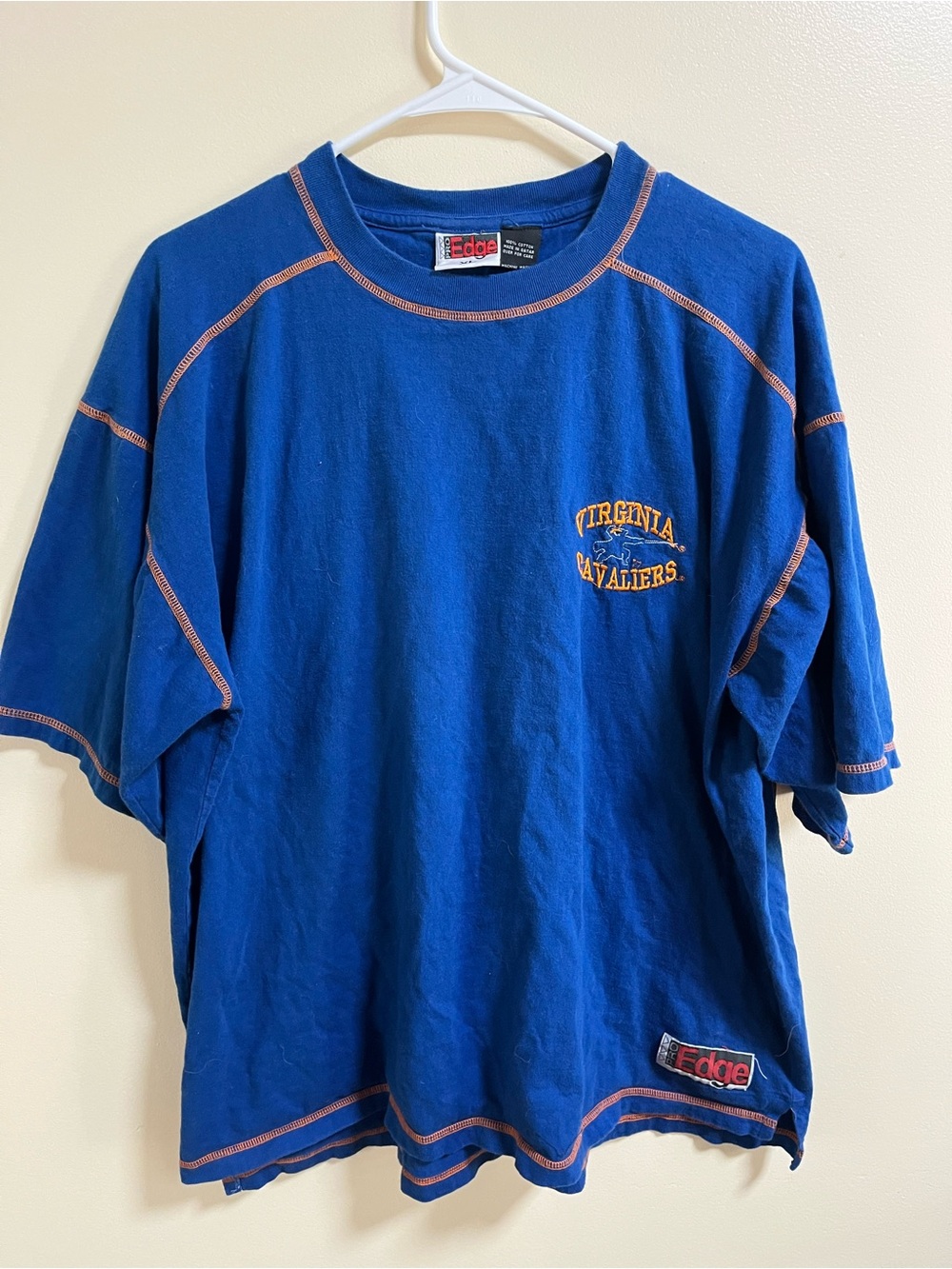 Y2K Virginia Cavaliers Short Sleeve Tee with Orange Stitching